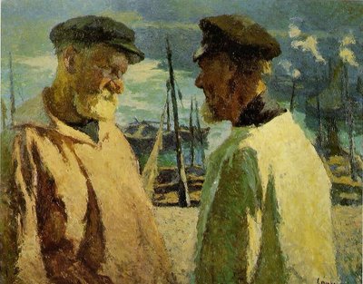 Fishermen in the Port of Honfleur by Marcel Couchaux